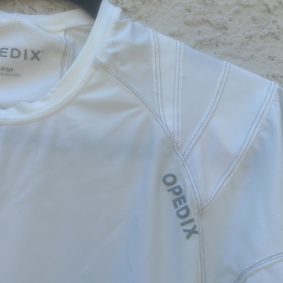 OPEDIX Men's White Compression Posture Crew Short Sleeve Shirt Men's Size L - Picture 2 of 8